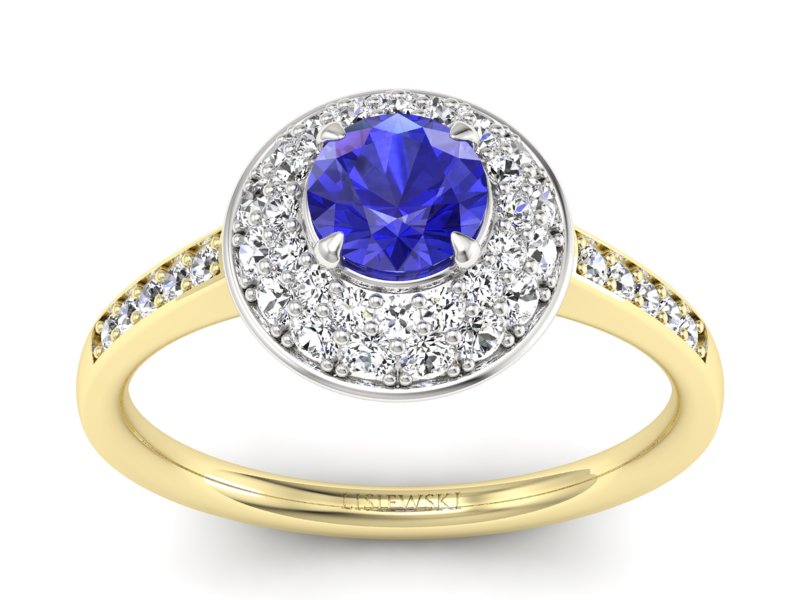 Pierścionek z szafirem i diamentami - p16563zbszc - 1