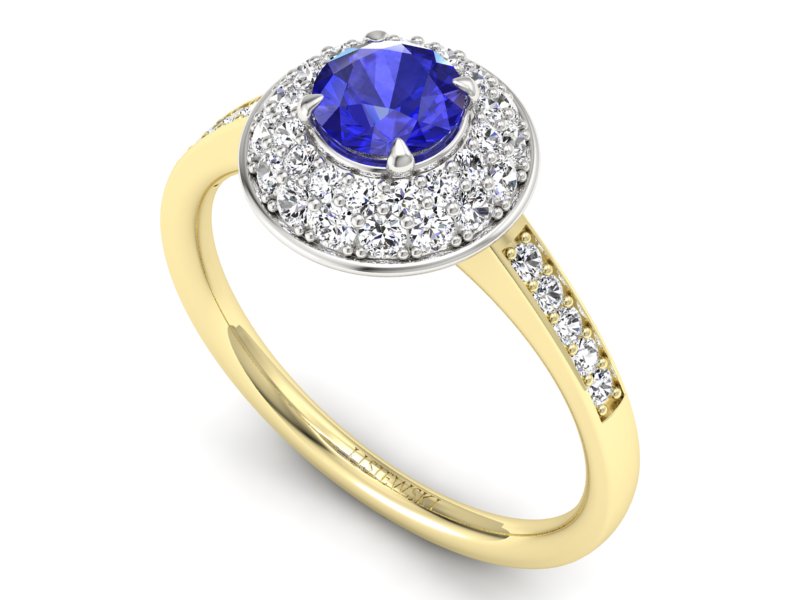 Pierścionek z szafirem i diamentami - p16563zbszc - 3