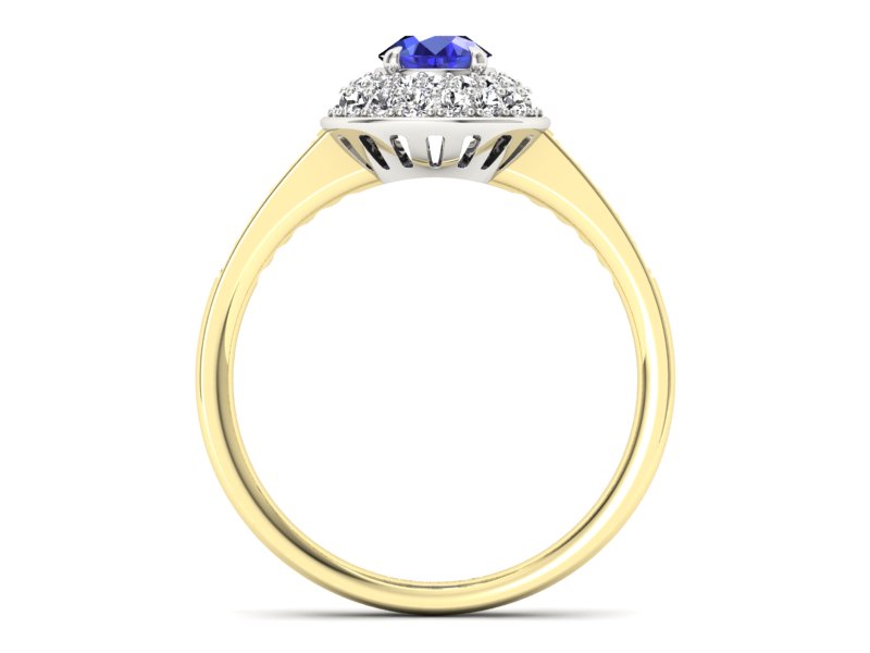 Pierścionek z szafirem i diamentami - p16563zbszc - 2