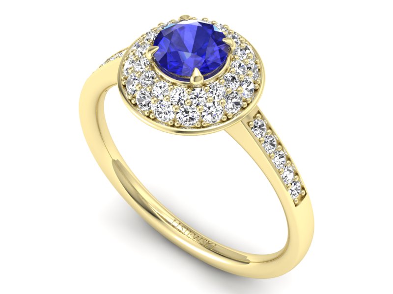 Złoty pierścionek z szafirem i diamentami - p16563zszc - 3