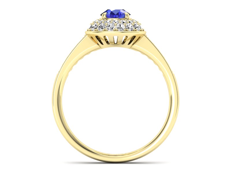 Złoty pierścionek z szafirem i diamentami - p16563zszc - 2