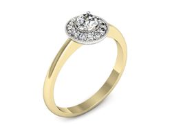 Pierścionek z diamentami żółte i białe złoto 585 - p16565zb