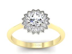 Pierścionek z diamentami żółte i białe złoto - p16566zb
