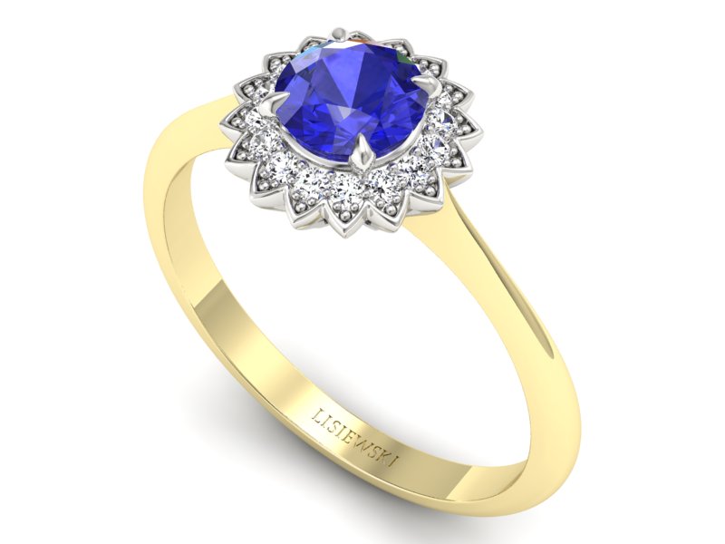 Pierścionek z szafirem i diamentami - p16566zbszc - 3