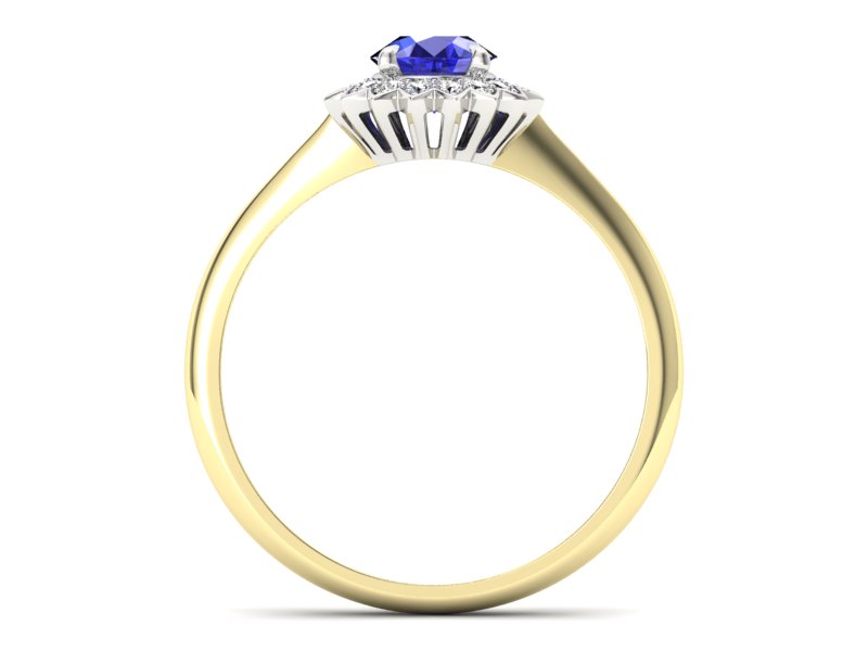 Pierścionek z szafirem i diamentami - p16566zbszc - 2