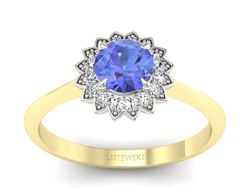 Pierścionek z tanzanitem z brylantami - p16566zbt