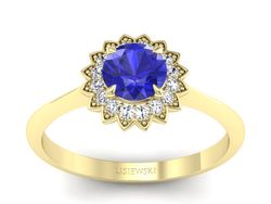 Złoty pierścionek z szafirem i brylantami - p16566zszc