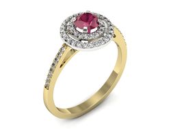 Pierścionek z rubinem i diamentami złoto 585 - p16567zbr