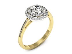 Pierścionek z diamentami żółte i białe złoto - p16567zbV