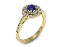 Złoty pierścionek z szafirem i diamentami - p16567zszc