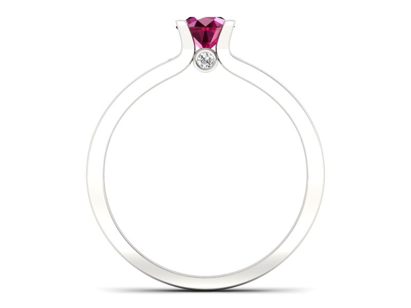 Pierścionek z rubinem i brylantami białe złoto - p16571br - 2