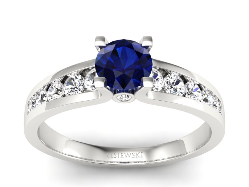 Pierścionek z szafirem i brylantami białe złoto - p16571bsz - 1
