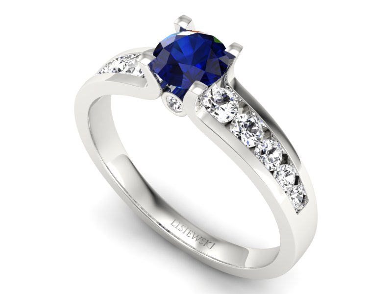 Pierścionek z szafirem i brylantami białe złoto - p16571bsz - 3