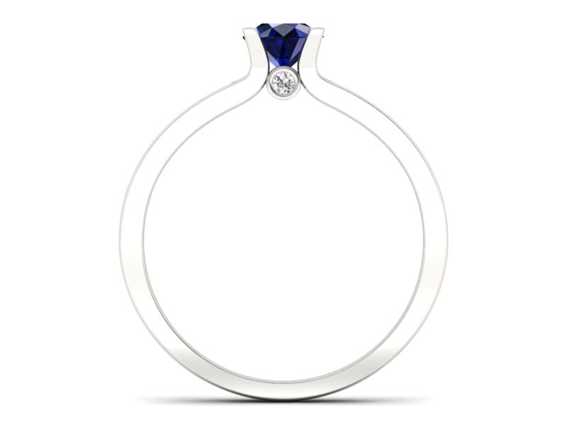 Pierścionek z szafirem i brylantami białe złoto - p16571bsz - 2