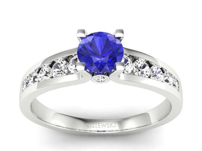 Pierścionek z szafirem i brylantami białe złoto - p16571bszc - 1