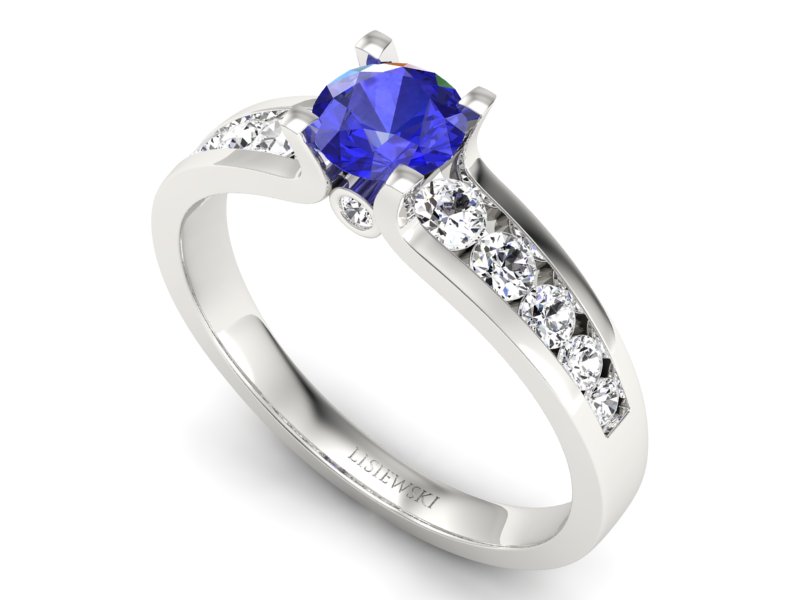 Pierścionek z szafirem i brylantami białe złoto - p16571bszc - 3