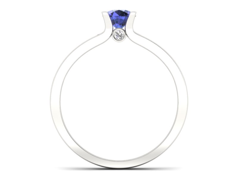 Pierścionek z tanzanitem białe złoto z brylantami - p16571bt - 2