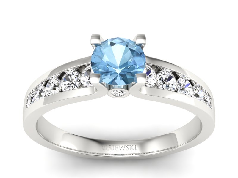 Pierścionek z topazem i brylantami białe złoto - p16571btp - 1