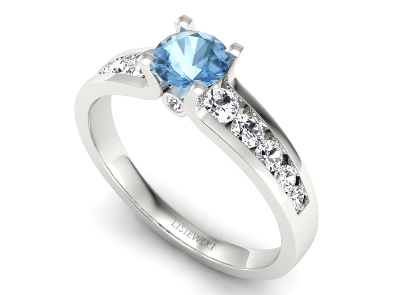 Pierścionek z topazem i brylantami białe złoto - p16571btp - 3