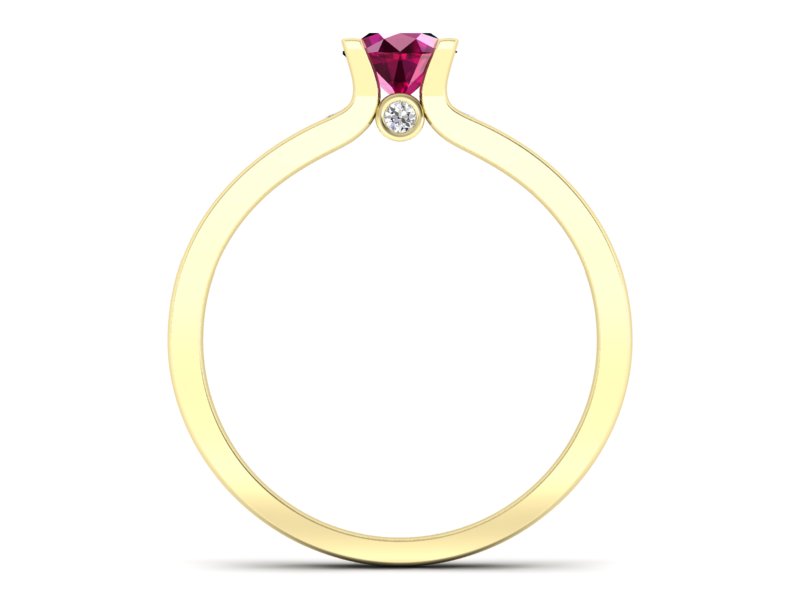 Pierścionek z rubinem i brylantami żółte złoto - p16571zr - 2