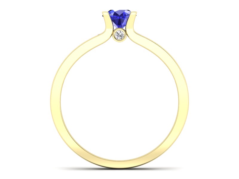 Złoty pierścionek z szafirem i brylantami - p16571zszc - 2