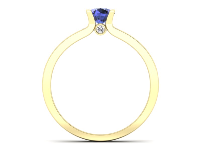 Pierścionek z tanzanitem i brylantami żółte złoto - p16571zt - 2