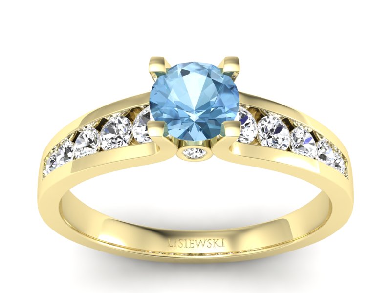 Pierścionek z topazem i brylantami żółte złoto - p16571ztp - 1