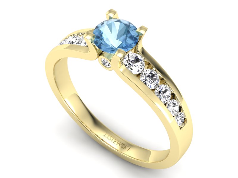 Pierścionek z topazem i brylantami żółte złoto - p16571ztp - 3