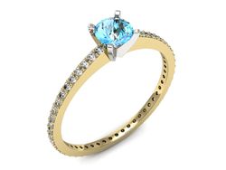 Pierścionek topaz i brylanty białe i żółte 585 - p16574zbtp
