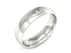 Obrączka z brylantem białe złoto próba 585 - p16576b