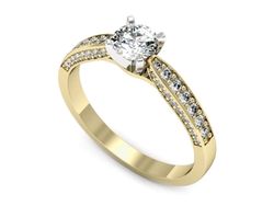 Pierścionek z diamentami żółte i białe złoto 585 - p16580zb
