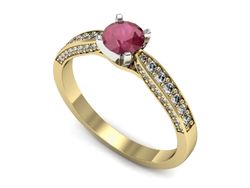 Pierścionek z rubinem i diamentami złoto 585 - p16580zbr