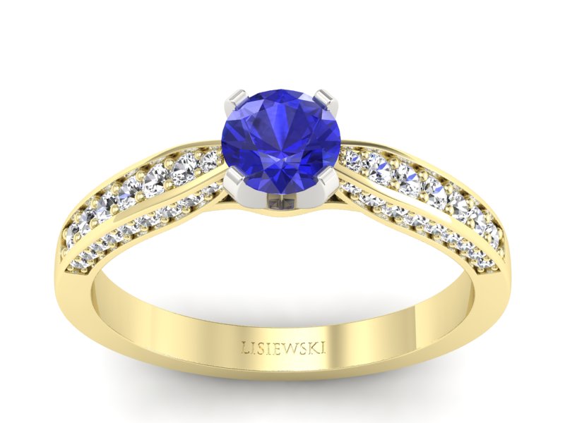 Pierścionek z szafirem i diamentami - p16580zbszc - 1