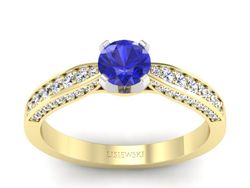 Pierścionek z szafirem i diamentami - p16580zbszc