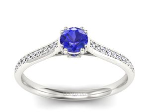 Pierścionek z szafirem i brylantami białe złoto