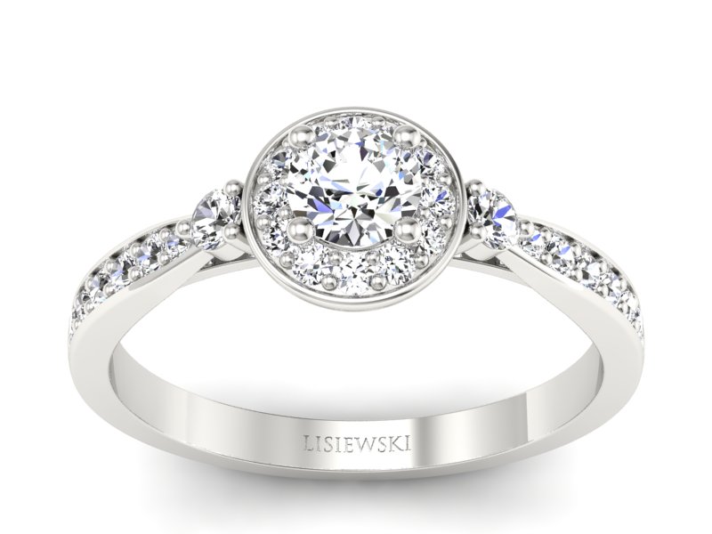 Złoty pierścionek z brylantami białe złoto - p16582b - 1