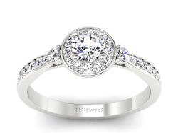 Złoty pierścionek z brylantami białe złoto - p16582b