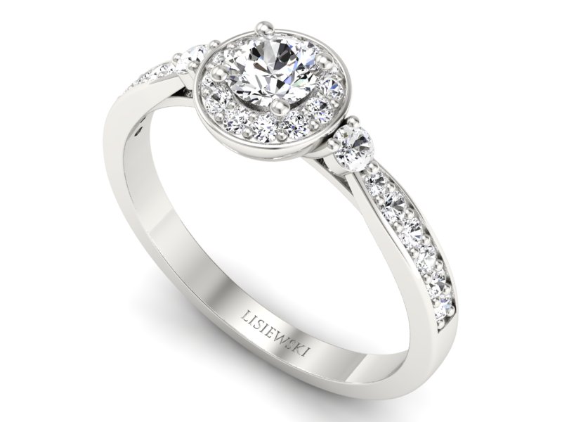 Złoty pierścionek z brylantami białe złoto - p16582b - 3