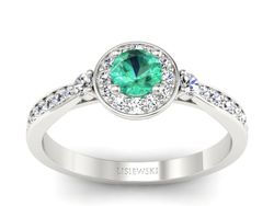 Złoty pierścionek ze szmaragdem i brylantami - p16582bsm