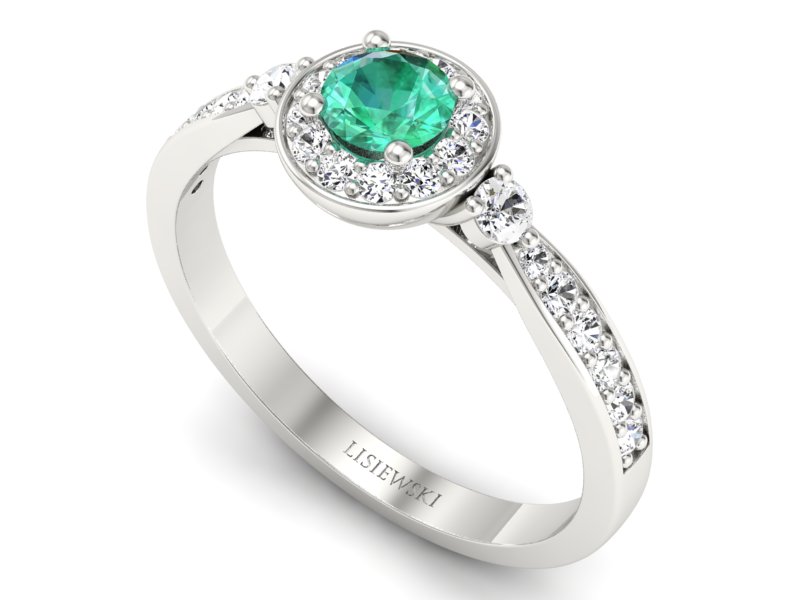 Złoty pierścionek ze szmaragdem i brylantami - p16582bsm - 3