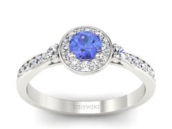 Pierścionek z tanzanitem białe złoto i brylantami - p16582bt
