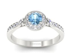 Pierścionek z topazem i brylantami białe złoto - p16582btp