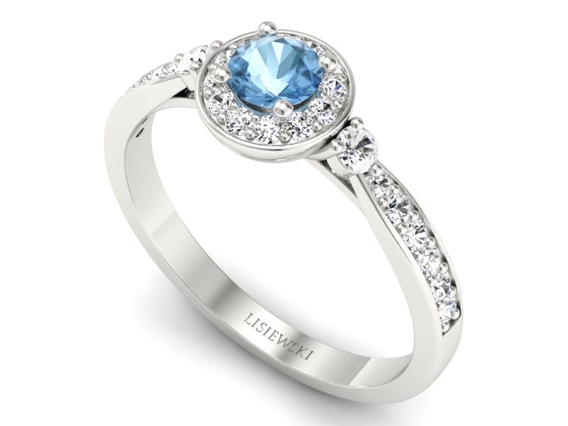 Pierścionek z topazem i brylantami białe złoto - p16582btp - 3