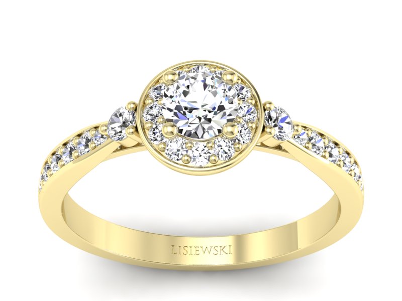 Złoty pierścionek z brylantami żółte złoto - p16582z - 1