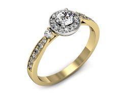 Pierścionek z diamentami żółte i białe złoto 585 - p16582zb
