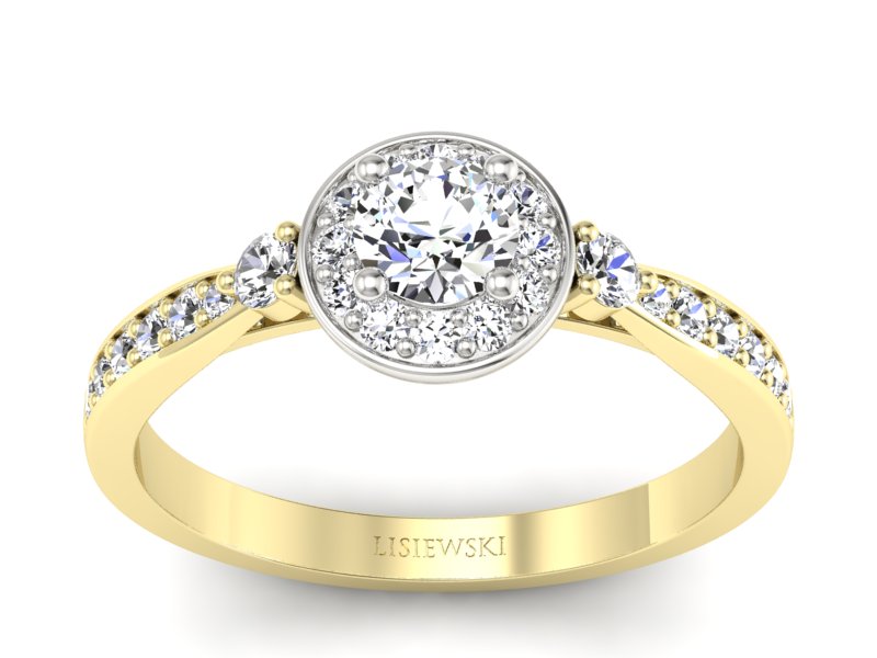 Pierścionek z diamentami żółte i białe złoto - p16582zb - 1