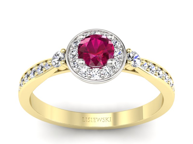 Pierścionek z rubinem i brylantami - p16582zbr - 1