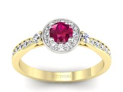 Pierścionek z rubinem i brylantami - p16582zbr