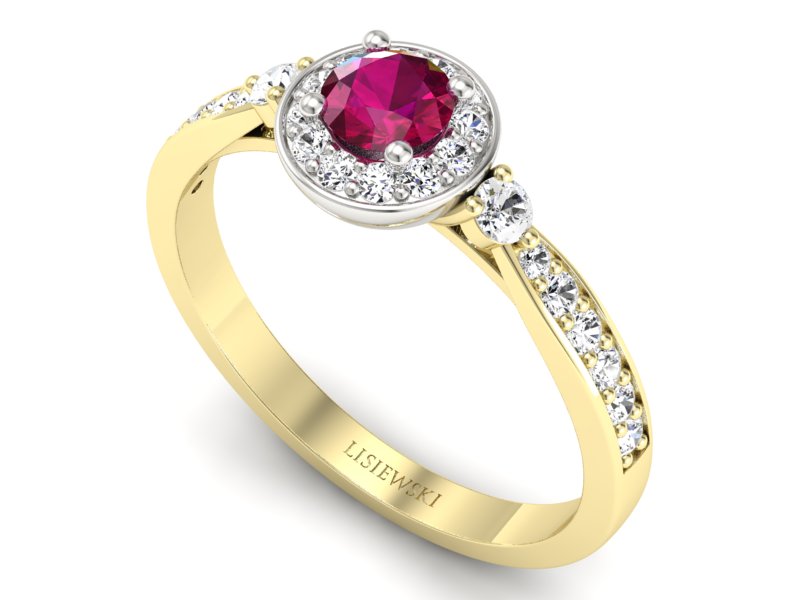Pierścionek z rubinem i brylantami - p16582zbr - 3