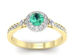 Złoty pierścionek ze szmaragdem i brylantami - p16582zbsm